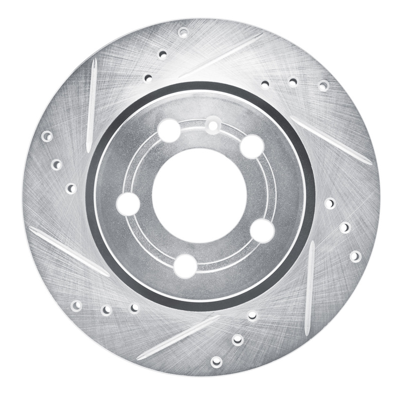 Audi TT Quattro Brake Rotor (1) - Rear Left - R1 Concepts - Drilled & Slotted - Silver - `00-`06